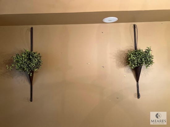 Pair of Hanging Planters with Faux Greenery