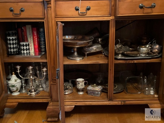 Contents of Lower Cabinet - Vases, Serving Trays and Books