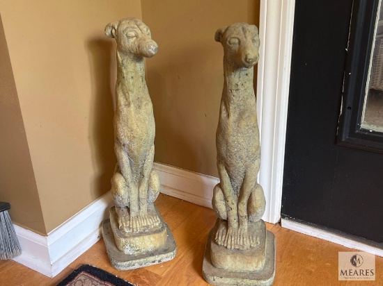Garden Statuary, French Lurcher Dogs. Approximately 20 Inches Tall