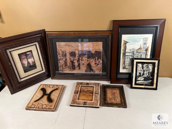 Lot of Framed Prints and Ceramic Tile Wall Decor Items