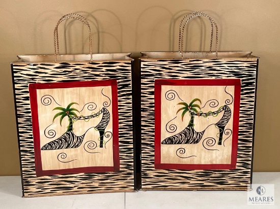 Two Metal Decorative Shopping Bags with Zebra Design Shoe