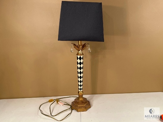 Berman 30.5" Harlequin Pattern Table Lamp with Glass Tear Drop Embellishments