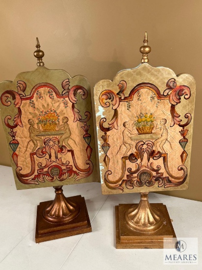 Pair of Monkey Motif Decorative Tabletop Panels, 24.25"x7.5"