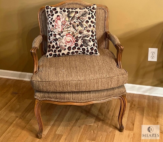 Upholstered Occasional Chair with Scalloped Back and Legs, 36"x27"