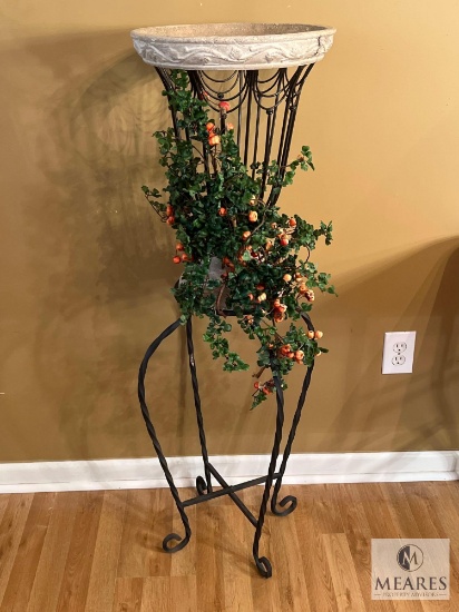 Metal Plant Stand with Artificial Vines, 47"x18"x14"