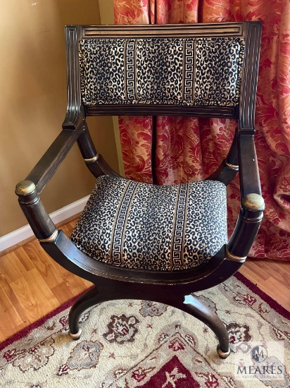 Leopard Print Renaissance Style Chair, 37"x23"