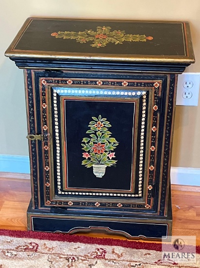 Painted Wood Cabinet with Candle Contents