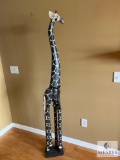 Wooden Decorative Giraffe - Approximately 6-feet Tall