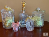 Mixed Lot of Beautiful Clear Glass Decanter and Candy Jars