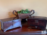 Two Wooden Jewelry Boxes, Wooden Decorative Bowl