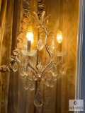 Plug-in Brass and Glass Chandelier