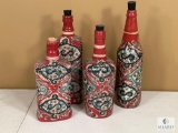 Group of Four Handpainted Decorative Bottles