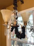 Glass and Brass Chandelier
