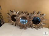 Three Midcentury French Giltwood and Glass Wall Sunburst Mirrors - 21.5 x 22