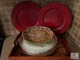 Lot of Chargers and Plates - Multiple Colors with Tray