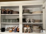 Contents of the Top of Kitchen Cabinet, Plates, Cups, Mugs