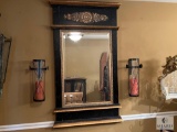Vintage French Mirror with Metal Sconces