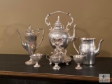 Sterling Pitchers with Smaller Silverplate Pitcher and Cream and Sugar