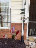 Weathervane and Colored Decorative Bottles