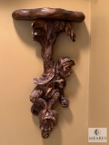 Carved Monkey Motif Wall Shelf