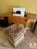 Kenmore Sewing Machine, Sewing Cabinet and Fabric Stool