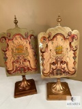 Pair of Monkey Motif Decorative Tabletop Panels, 24.25