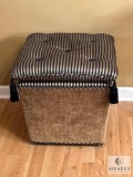 Black and Gold Striped Ottoman with Black Tassels, 20