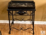 Black Square Accent Table with Tray, 29.5