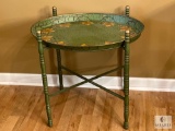 Tray Table with Gold Painted Flowers, 24.75