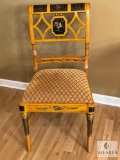 Side Chair with Upholstered Seat and Distressed Painted Design, 18.5