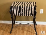 Zebra Striped Side Table with Carved Figure Legs
