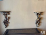 Pair of Three Hands Corp Monkey Motif Wall Shelves