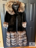 Henig Furs Two-Toned Full Length Jacket With Removal Fur at Bottom. Large