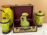 Decorator Suitcase with Ceramic Pitcher and Vases