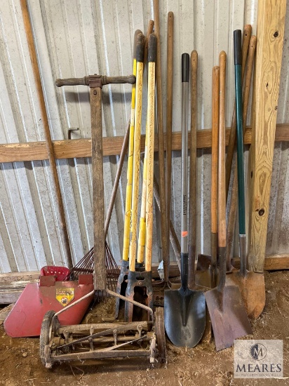 Mixed Lot of Yard Tools and Push Reel Mower