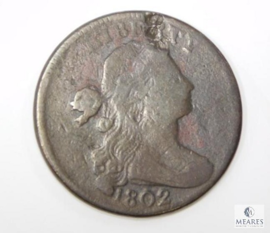 1802 Large Cent VG Scarcer Cud On Rev. At 11:30 & Planchet Defect At Noon