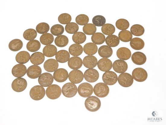 50 British Large Pennies, 1920-1929