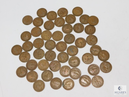 50 British Large Pennies, 1920-1929