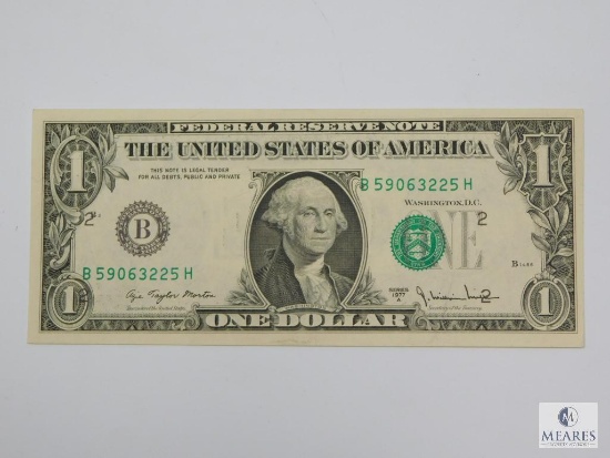 1977A $1.00 Federal Reserve Note Error All #'s & Seals Too Far Left Of Face