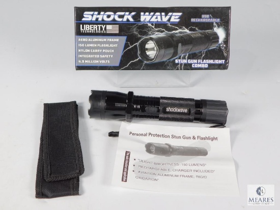 New Shock Wave Personal Protection Stun Gun & Flashlight, USB Rechargeable