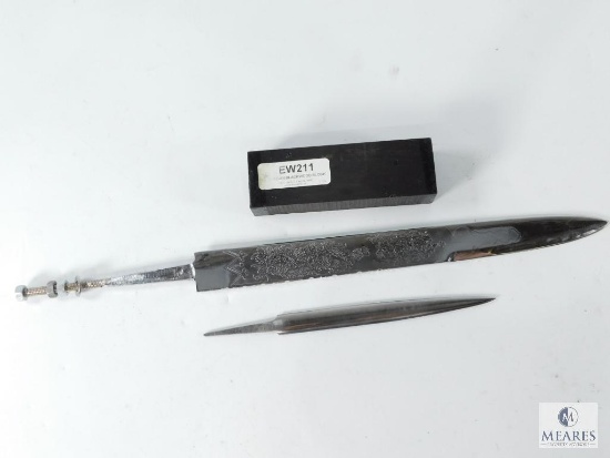 Two Knife Blades and One African Blackwood Block for Grips