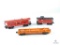 Lionel 9187 Gulf Mobile & Ohio Caboose, Lionel 9184 Erie Caboose, Lionel 636255 Flatbed Car