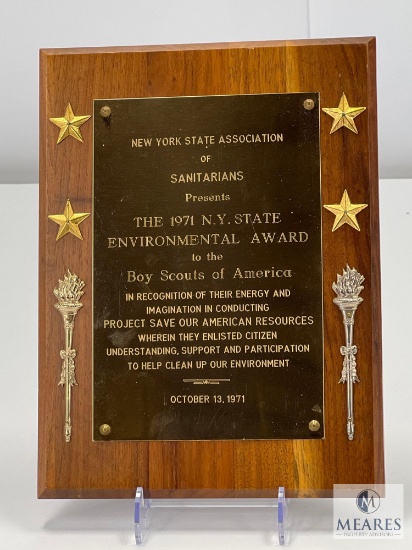 The 1971 N.Y. State Environmental Award to the Boy Scouts of America