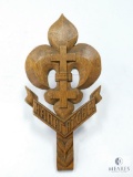 Foreign Boy Scout carved wood plaque.  Unknown country.