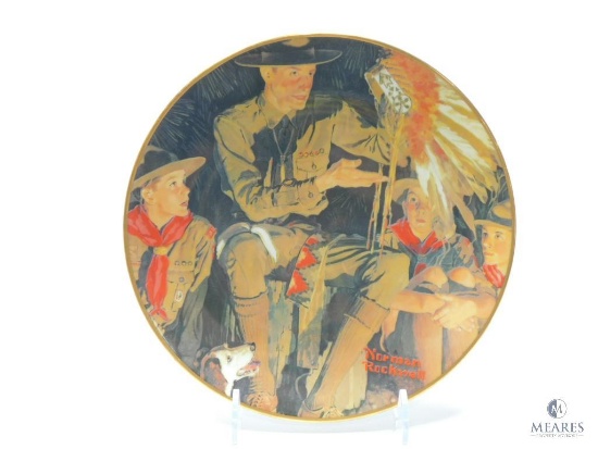 1936 Boy Scouts of America Calendar - "The Campfire Story" - Norman Rockwell - Ceramic Plate