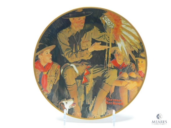 1936 Boy Scouts of America Calendar - "The Campfire Story" - Norman Rockwell - Ceramic Plate
