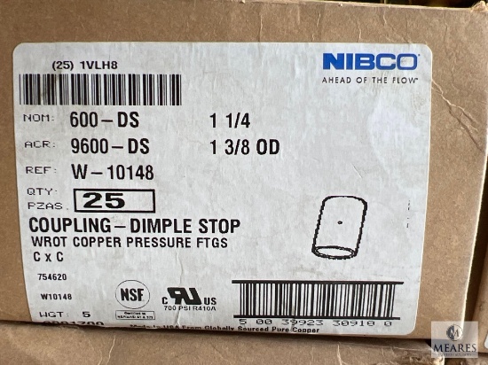 Box of NIBCO W-10148 Copper Dimple Stop Pipe Couplers - 1 3/8 OD