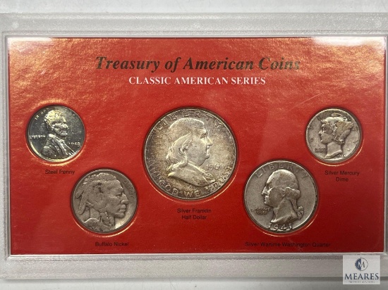 Classic American Series Coin Set - Franklin Half, Silver Washington, Mercury, Buffalo and Steel War