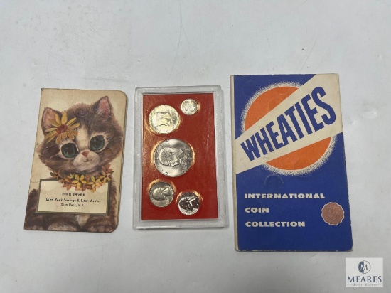 Two Vintage Coin Holders with Coins and Patriot Series 5-Coin Set