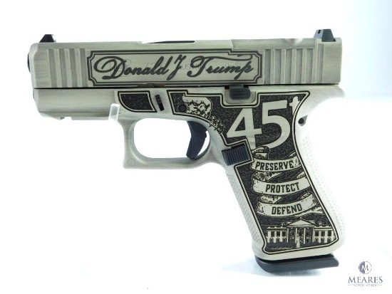 NEW - Glock 43x MOS Custom "Trump 2024 Crushed Silver Distressed" Subcompact Handgun 9mm Luger 10rd